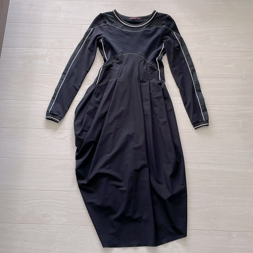 High Tech Black Stretch Nylon Midi Dress